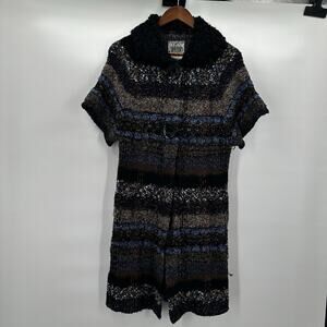 Curio Cardigan Sweater Womens Brown Multicolor Striped Knit Sweater Boho‎ Hippie